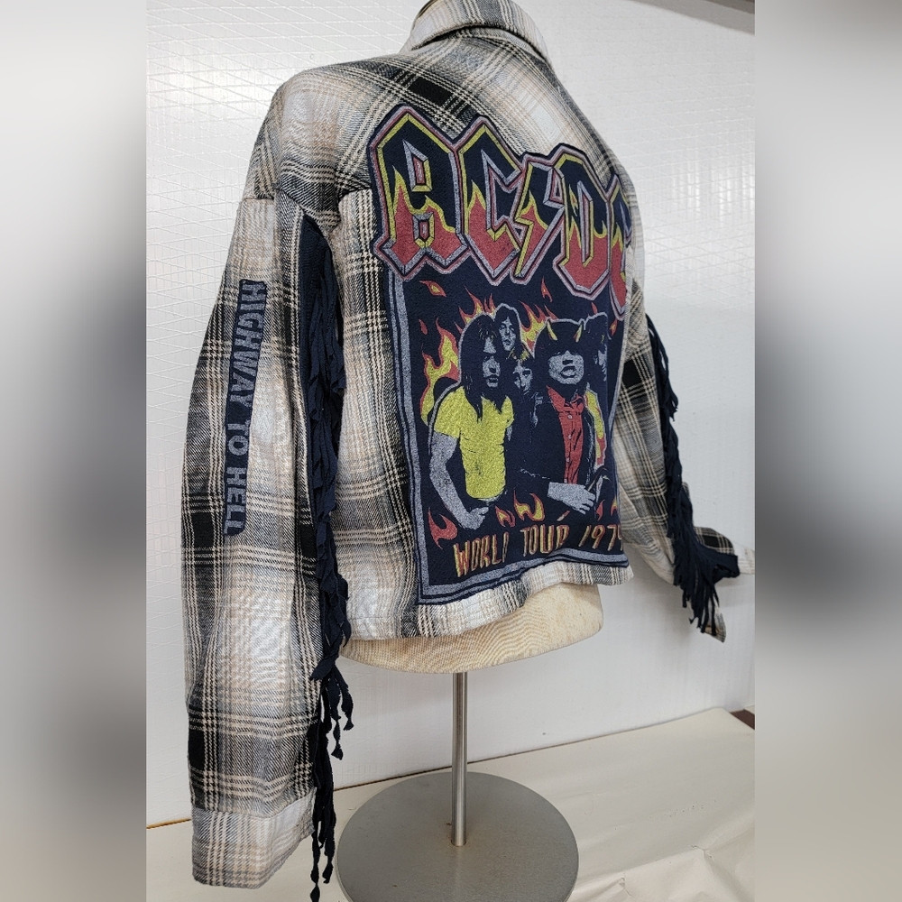 **SOLD******AC/DC World Tour 1979 Plaid Fringe Jacket - Picture 3 of 10